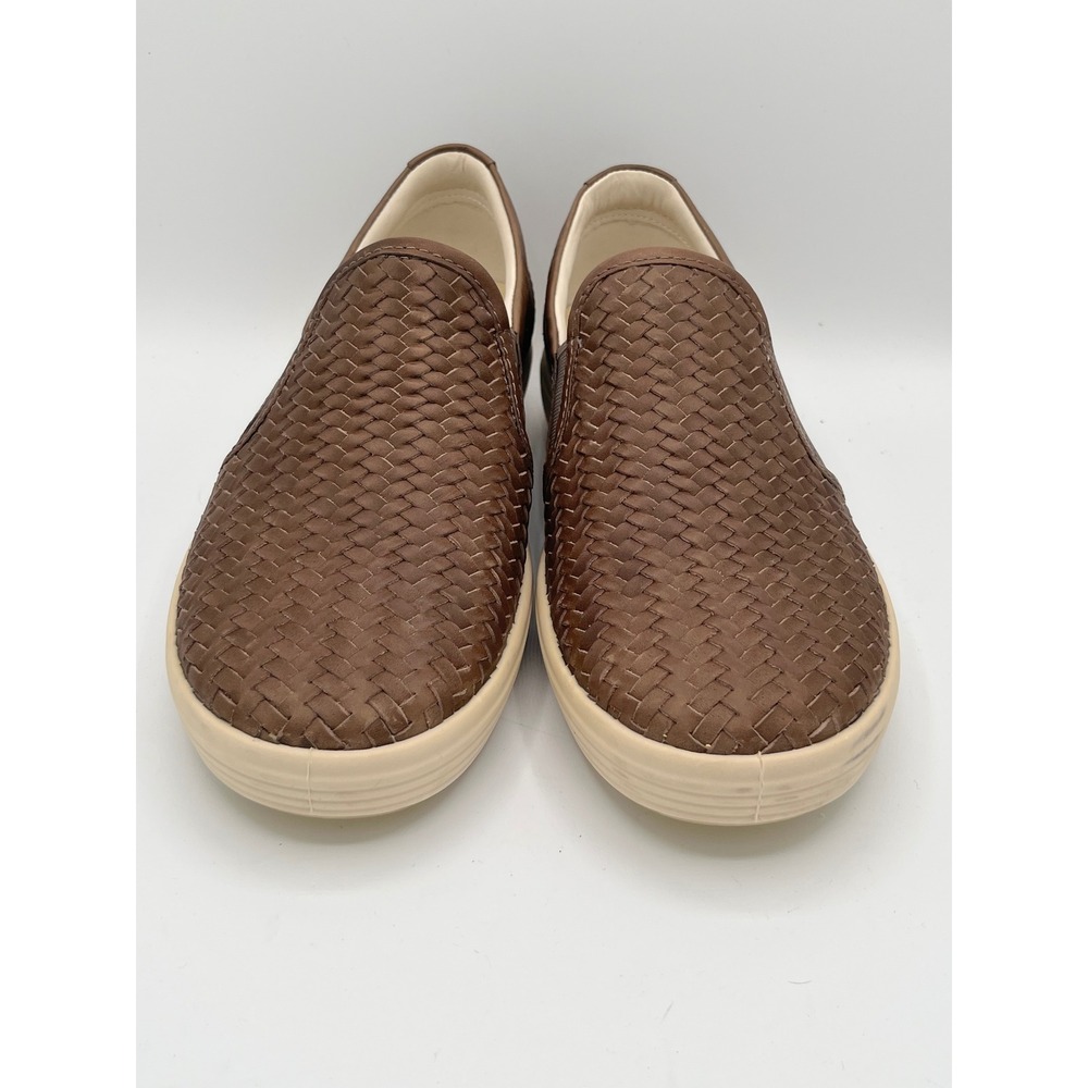 ECCO Soft 7 Woven Brown Leather Slip On Sneakers Women Sz EU 37 US 6-6.5